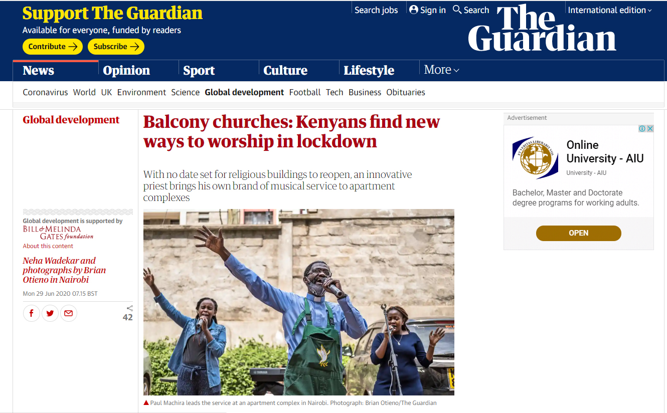 Balcony churches: Kenyans find new ways to worship in lockdown